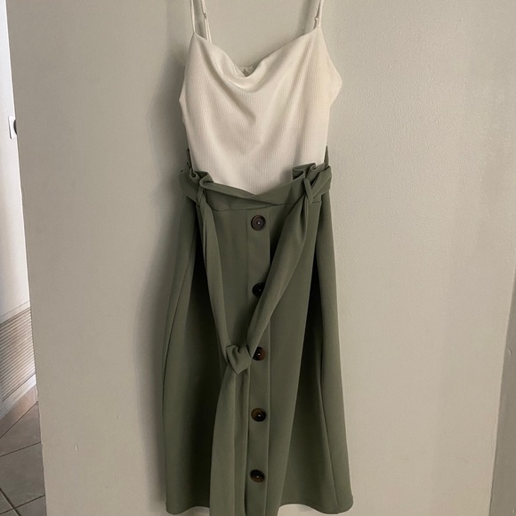 Dresses & Skirts - Olive green and white dress